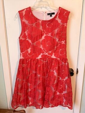 C. Luce Red Floral Lace Fit-and-Flare Dress